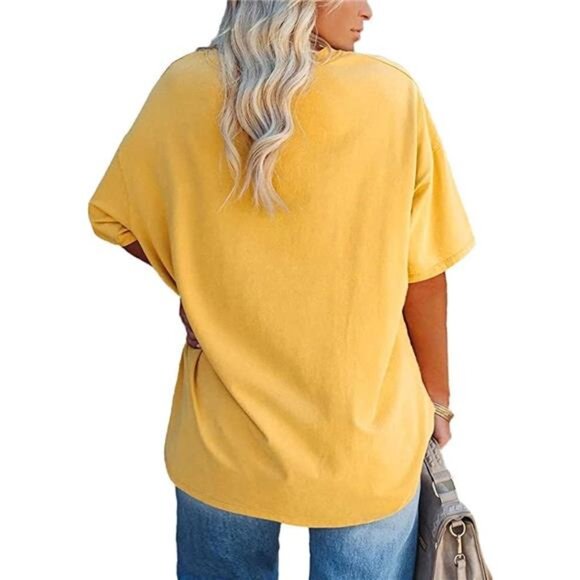 Women's Plus Size V Neck T Shirts Summer Half Sleeve Tees Casual Loose Fit - Picture 2 of 5